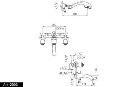 Смеситель для ванны Nicolazzi Cristallo 2003CR22