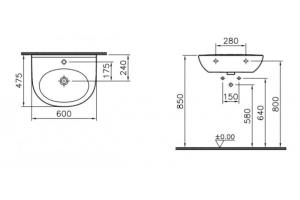 Раковина VitrA Zentrum 5786B003-0001 (60x47.5 см)