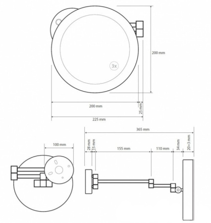 Косметическое зеркало с подсветкой Bemeta 116101770