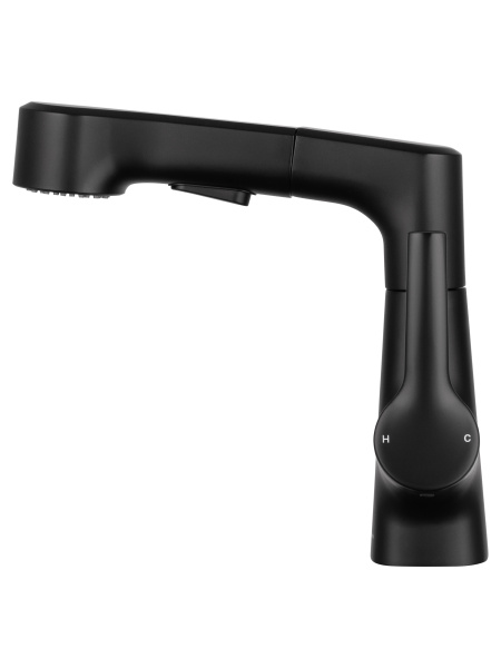 Смеситель для раковины с выдвижным изливом WONZON & WOGHAND, черный матовый WW-121B108-MB