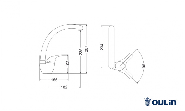 Смеситель для кухни Oulin OL-8000