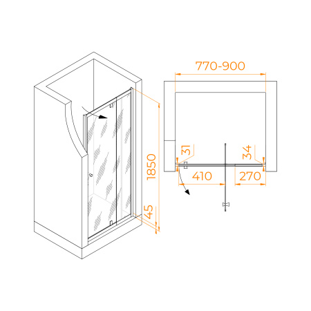Душевая дверь 80 см RGW Passage PA-02 41080208-11  прозрачное