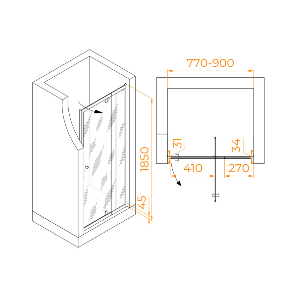 Душевая дверь 80 см RGW Passage PA-02-B 41080208-14 прозрачное