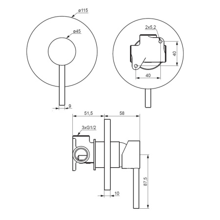 Сместиель для душа Damixa Scandinavian Pure 367500000