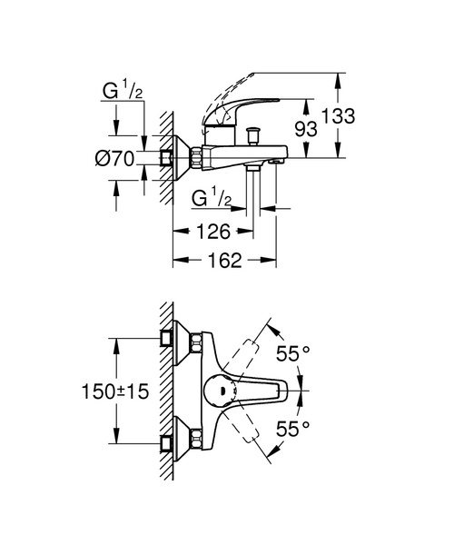 Смеситель для ванны Grohe BauCurve 23599 000 (23599000) хром