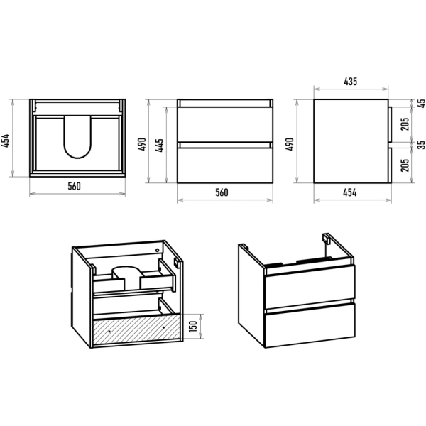 Тумба под раковину 60 Brevita Victory VIC-09060-0302Я без раковины, серый кашемир