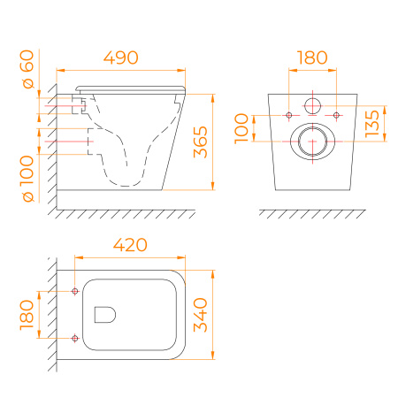 Унитаз подвесной безобдоковый RGW SW-45 65420245-01