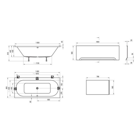 Ванна акриловая Ravak CITY SLIM (180х80) белая C921300000