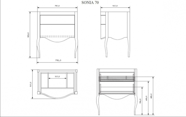 Тумба под раковину Eban Sonia FBSSN070-ODJ18 noce*2/4