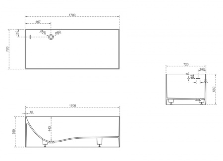 Ванна из искусственного камня (170х72)  ABBER Stein AS9640-1.7 белая матовая