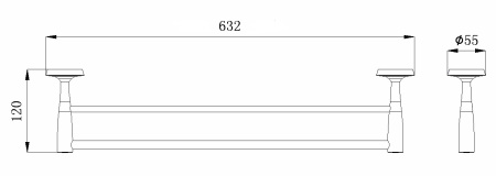 Полотенцедержатель двойной 60 см. RUSH Balearic BA39532