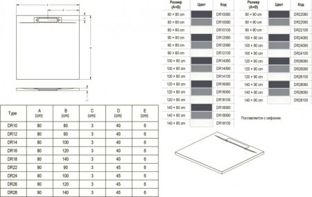Душевой поддон (120х80) Riho Isola D007008090