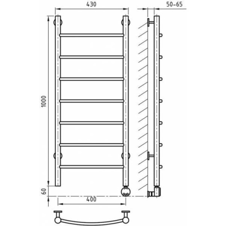Полотенцесушитель ArtofSpace CLASSICAL EACL4001000ChromeRS