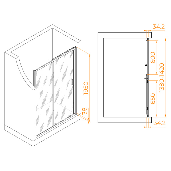 Душевая дверь 140 см RGW Passage PA-14 Gr 41081414-110 прозрачное