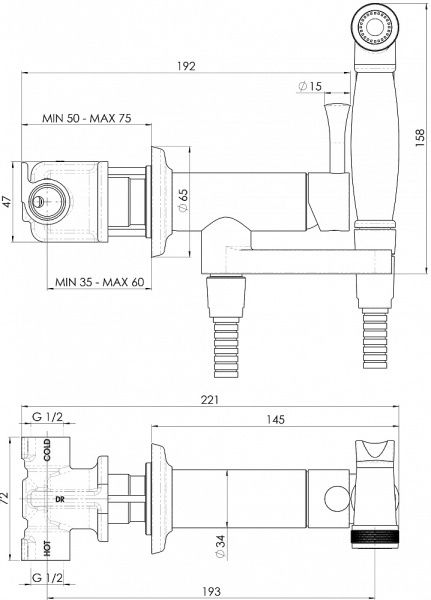 Комплект для гигиенического душа Nobili AV00610CR Комплект для гигиенического душа Nobili AV00610CR
