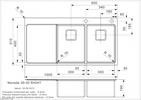 Мойка кухонная Reginox Nevada L (30x30) Right 43110