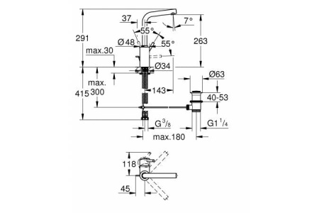 Смеситель для раковины с высоким изливом GROHE Concetto 23739002