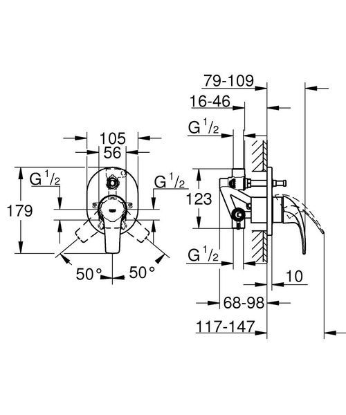 Смеситель однорычажный для ванны GROHE BauCurve 29043 000 (29043000)