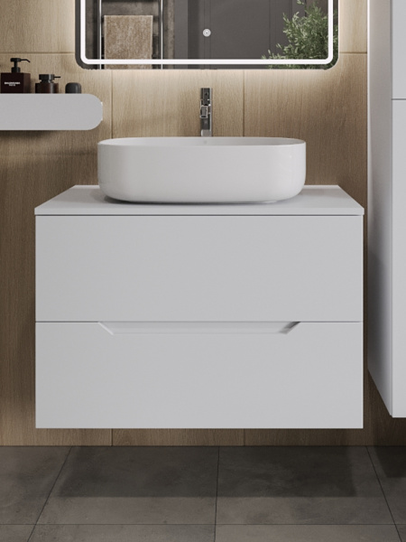 Тумба с раковиной подвесная 80 см,Orange Line Li-80TuwMDF+B07-540W белый