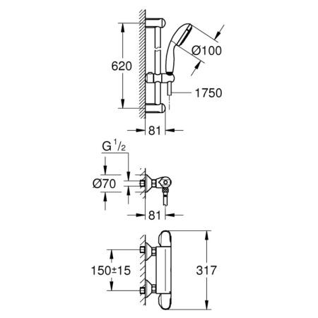 Термостат для душа Grohe Grohtherm 1000 New 34820004