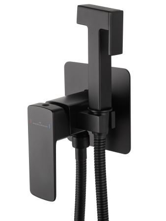 Смеситель с гигиеническим душем встраиваемый WONZON & WOGHAND EDGE, черный матовый WW-88829003-MB