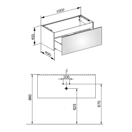 Тумба под раковину Keuco (Plan),1000х490 мм, инокс матовый, серая 32971 290000