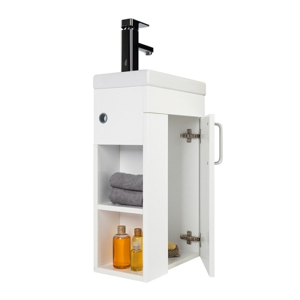 Тумба с раковиной IDDIS Torr 40 подвесная белая полки слева (TOR40W1i95K)