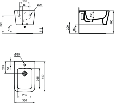 Биде подвесное Ideal Standard Biend Cube T368701
