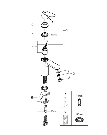 Смеситель для раковины Grohe Eurosmart Cosmopolitan 23398 00E (2339800E) хром