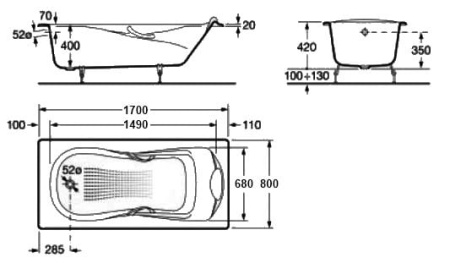 Ванна чугунная Roca Haiti (170x80 ) 2327G000R