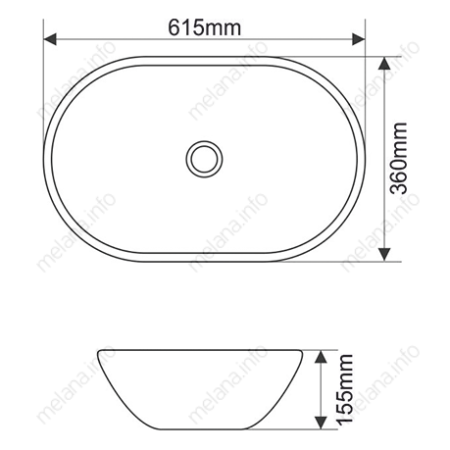 Раковина накладная (62х36) Melana 7811AMB-805