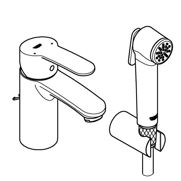 Смеситель для раковины с гигиеническим душем Grohe Eurostyle Cosmopolitan S-Size 23953 003 (23953003) хром