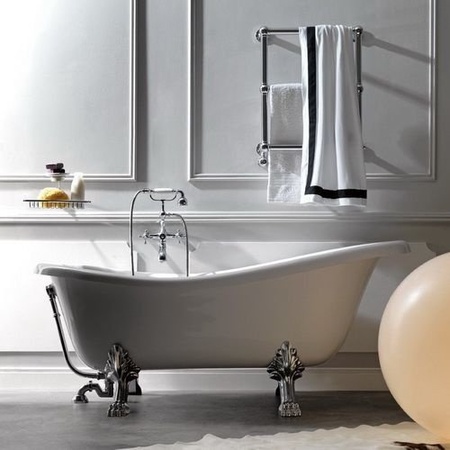 Ванна из литьевого мрамора (170х77) Kerasan Retro 105590 белый, ножки хром