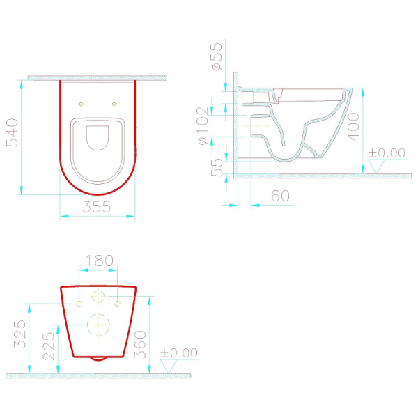 Подвесной унитаз безободковый Vitra Sanibelle 7551B003-0075 без сиденья