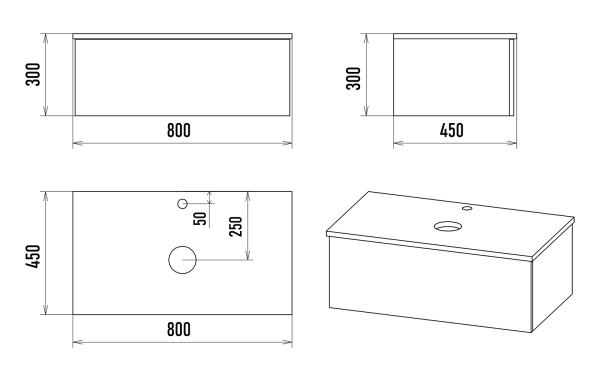 Тумба под раковину Misty Ива 80  П-Ива-01080-481Я