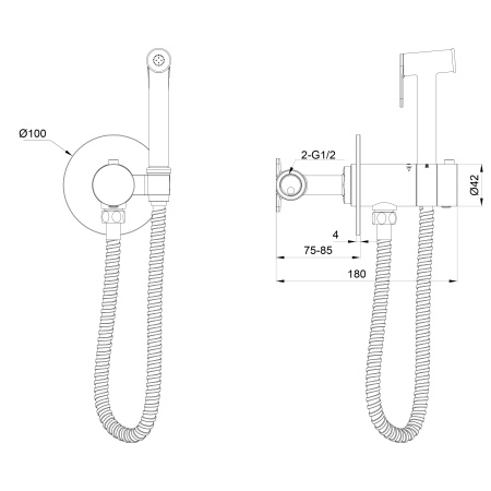 Смеситель с гигиеническим душем и термостатом встраиваемый WONZON & WOGHAND, розовое золото WW-88829909-RG