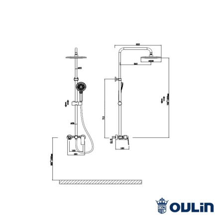 Душевая система с изливом Oulin OL-HT-2306