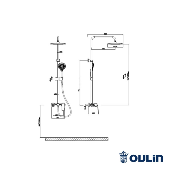Душевая система с изливом Oulin OL-HT-2306
