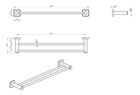 Полотенцедержатель двойной WONZON & WOGHAND, брашированное золото WW-V1102-BG