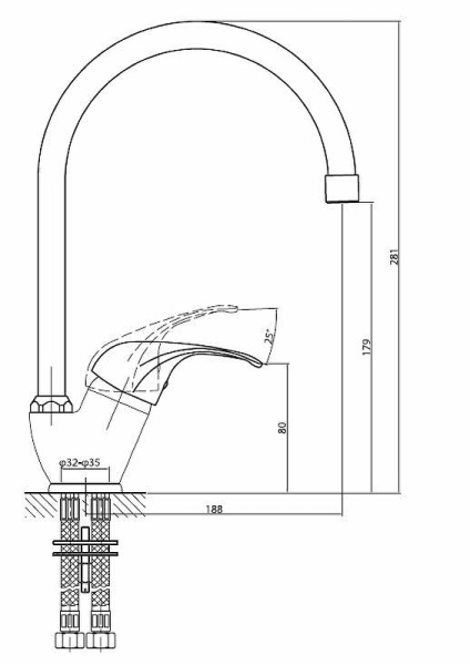 Смеситель для кухонной мойки ESKO RIGA (RG 519)