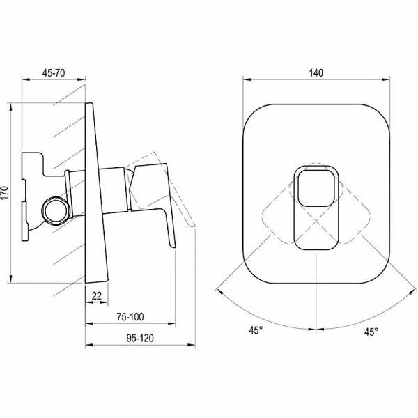 Смеситель для душа Ravak 10° TD 066.00 X070071