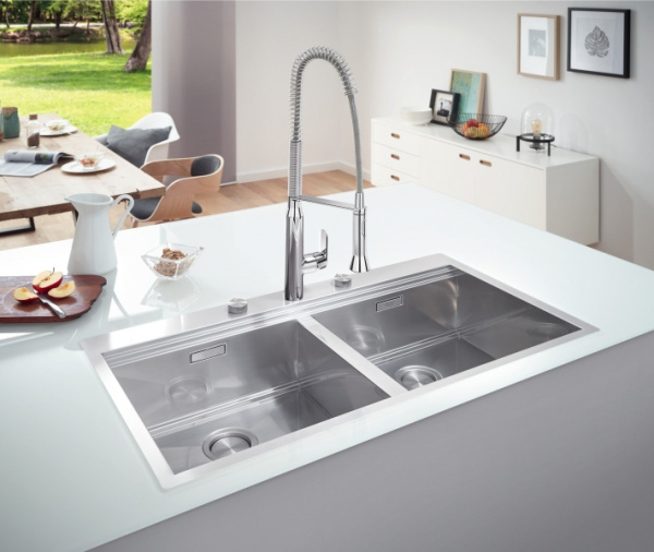 Кухонная мойка из нержавеющей стали, без корзинчатого вентиля, Grohe K800 31585 SD0 (31585SD0)