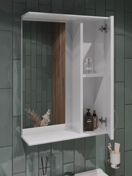 Шкаф зеркальный универсальный Orange Лайт LA-50ZSW  белый