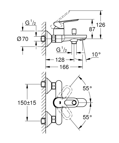 Смеситель для ванны GROHE BauLoop 23603 000 (23603000) хром