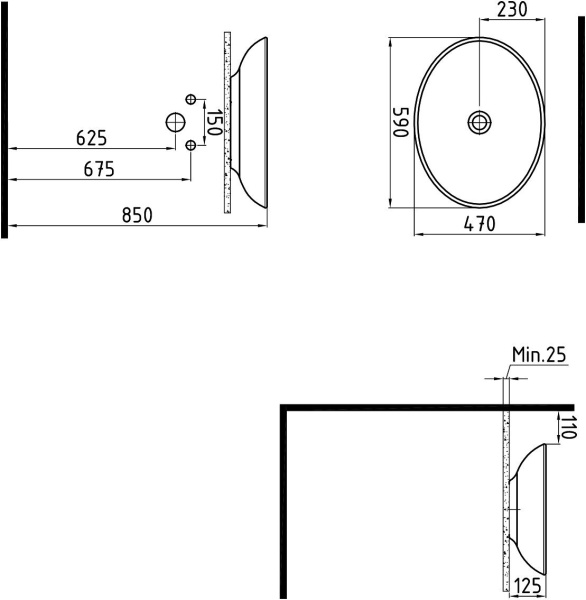 Раковина накладная (59х47) Bien Harmony HRLG05901FD0W5000