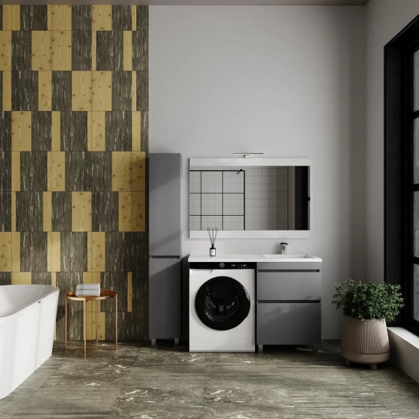 Тумба под стиральную машину напольная без раковины Style Line Даллас Леон СС-00002450 светло-серый матовый