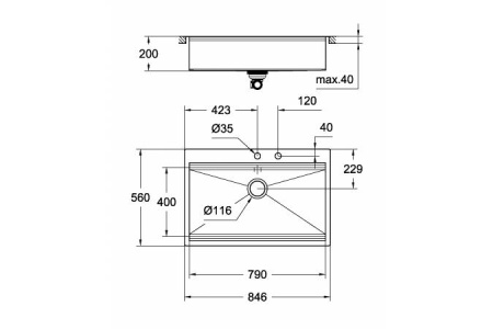 Мойка из нержавеющей стали без корзинчатого вентиля GROHE K800 90-S 31584SD1