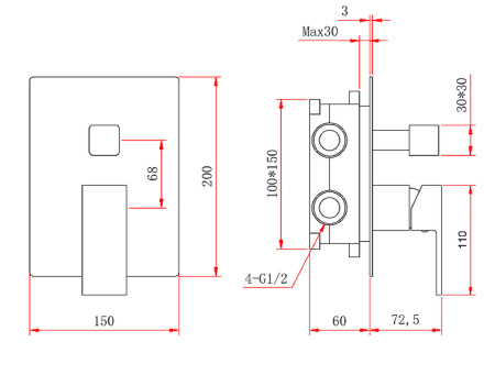 Душевая система Berges Wasserhaus Ventas 3S Black 073006