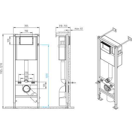 Инсталляция для унитаза Cersanit VECTOR 40 + PILOT стекло белый 64178