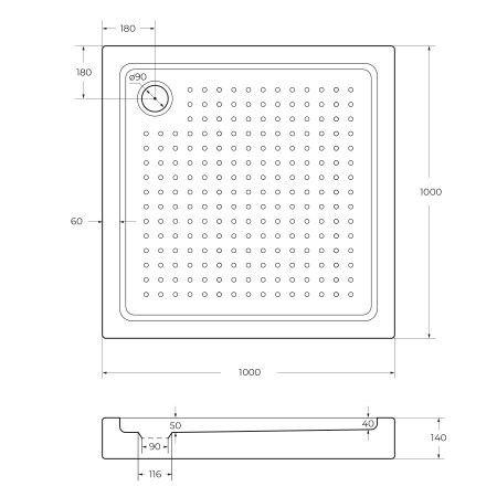Акриловый душевой  поддон (100х100) CEZARES TRAY-A-A-100-15-W0